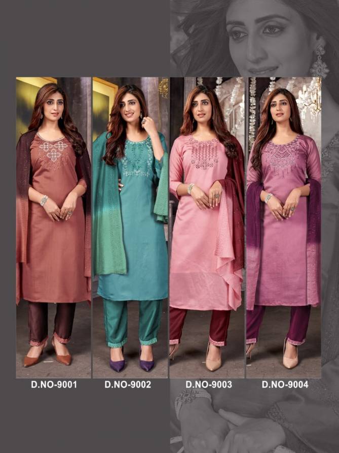 Divine Wear 4 Fancy Festive Wear Designer Roman Silk Salwar Sui Collection
